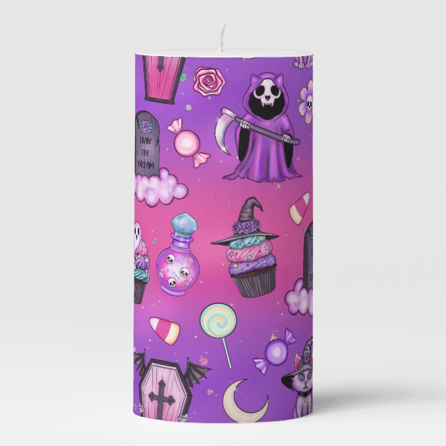 Sweet Hauntings  Pillar Candle (Front)