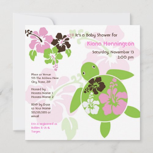 Sweet Hawaiian Honu Baby Shower Invite _ Square