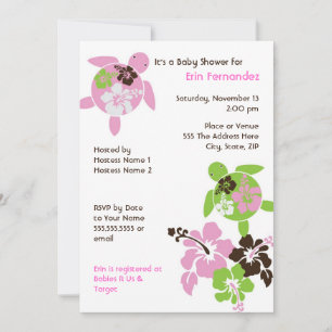 Sweet Hawaiian Honu Twin Baby Shower Invitation