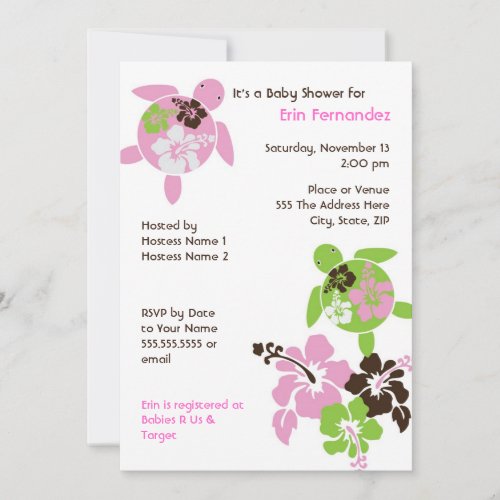 Sweet Hawaiian Honu Twin Baby Shower Invitation