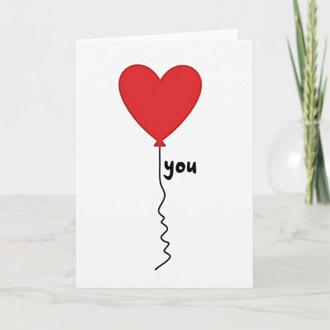 Sweet Heart Balloon Love You Card (Front)