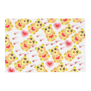 Sweet Heart Bear Nursery Pattern Placemat