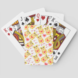 Sweet Heart Bear Nursery Pattern Poker Cards