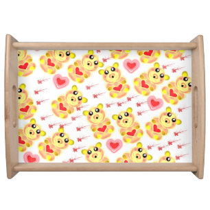 Sweet Heart Bear Nursery Pattern Serving Tray