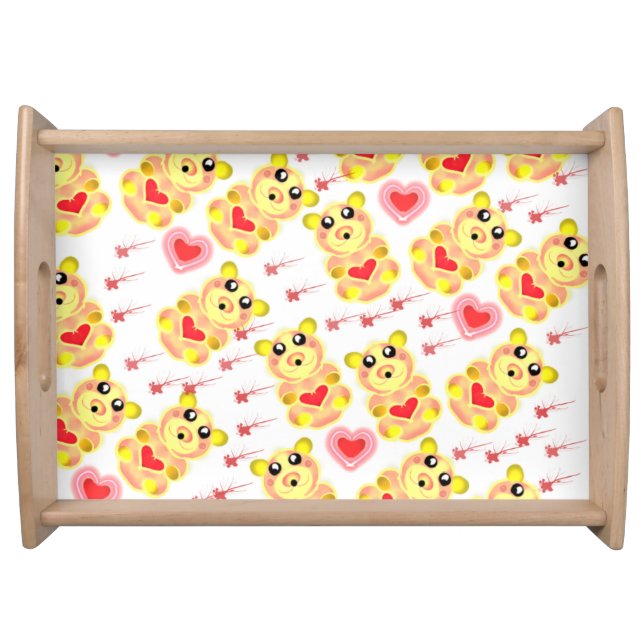 Sweet Heart Bear Nursery Pattern Serving Tray (Front)