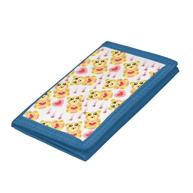 Sweet Heart Bear Nursery Pattern Trifold Wallet (Bottom)