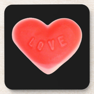 Sweet Heart Black cork coaster set