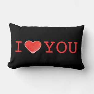 Sweet Heart Black I Heart You throw pillow lumbar