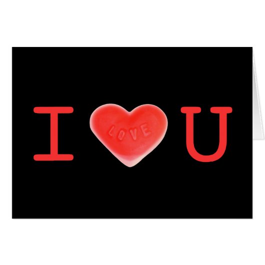 Sweet Heart Black 'I love U' card (Front Horizontal)