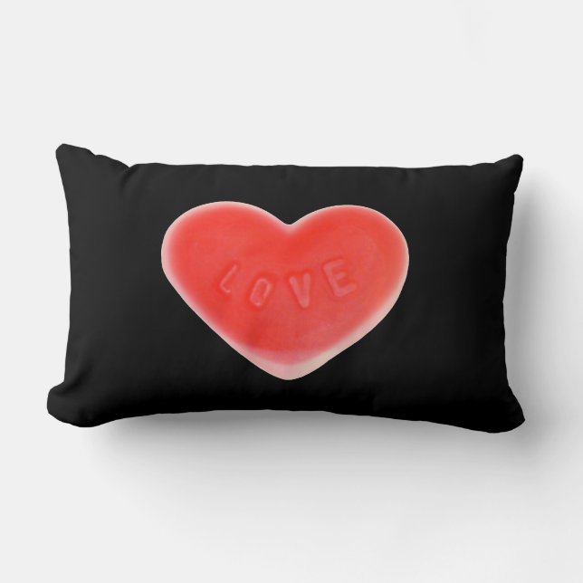 Sweet Heart Black two pattern throw pillow lumbar (Front)
