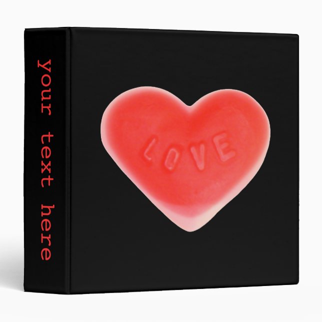 Sweet Heart Black 'Your Text' ring binder (Front/Spine)