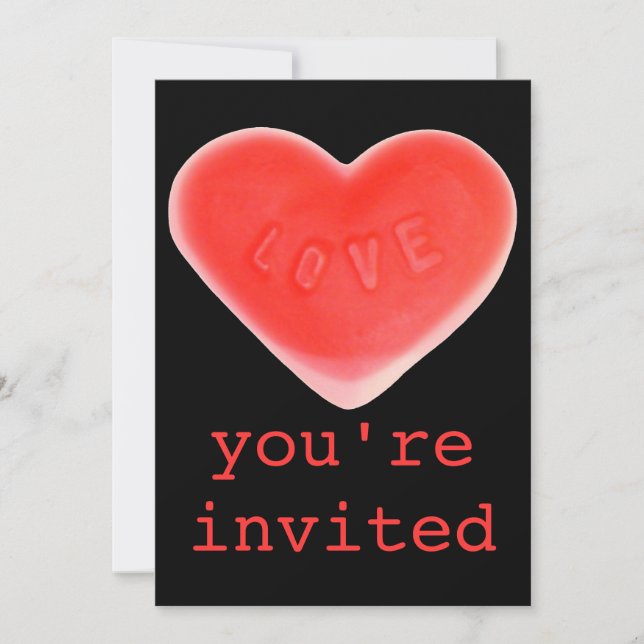 Sweet Heart Black 'You're Invited' invitation (Front)