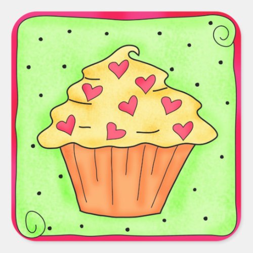Sweet Heart Cupcake Sticker