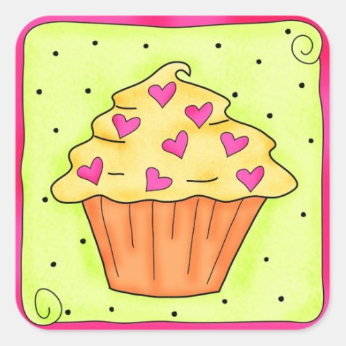 Sweet Heart Cupcake Sticker