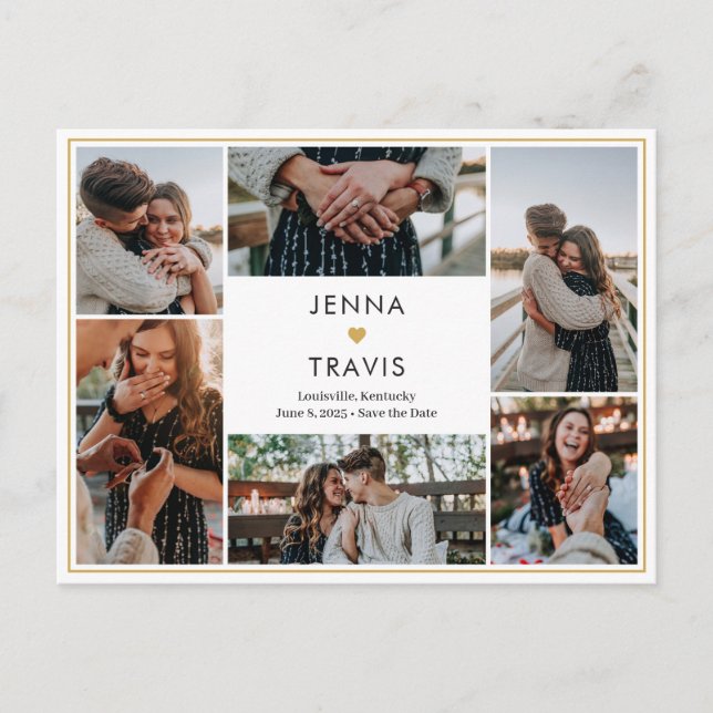 Sweet Heart Editable Color Save The Date Postcard (Front)