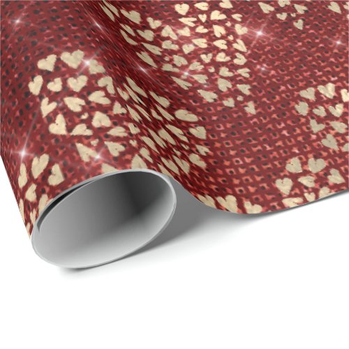 Sweet Heart Honey Burgundy Red Gold Sparkly Wrapping Paper