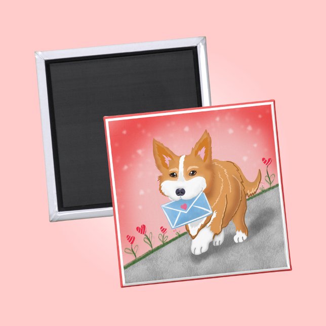 Sweet Heart Letter Delivered By Corgi  Magnet (Creator Uploaded)