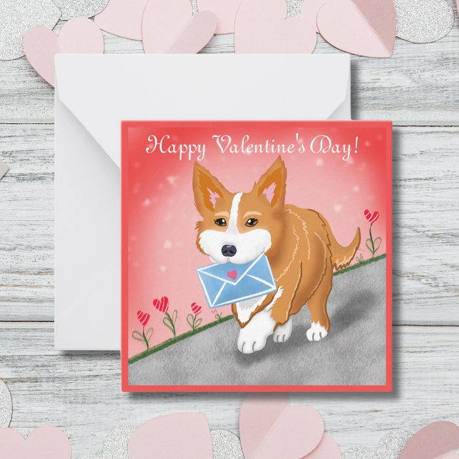 Sweet Heart Letter Delivered By Corgi Note Card (Creator Uploaded)
