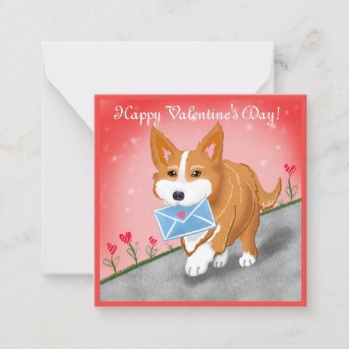 Sweet Heart Letter Delivered By Corgi Note Card