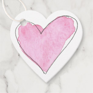 Sweet Heart Love Watercolor Art Pink Special Favor Tags