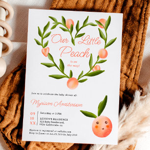 Sweet heart modern cute little peach baby shower invitation