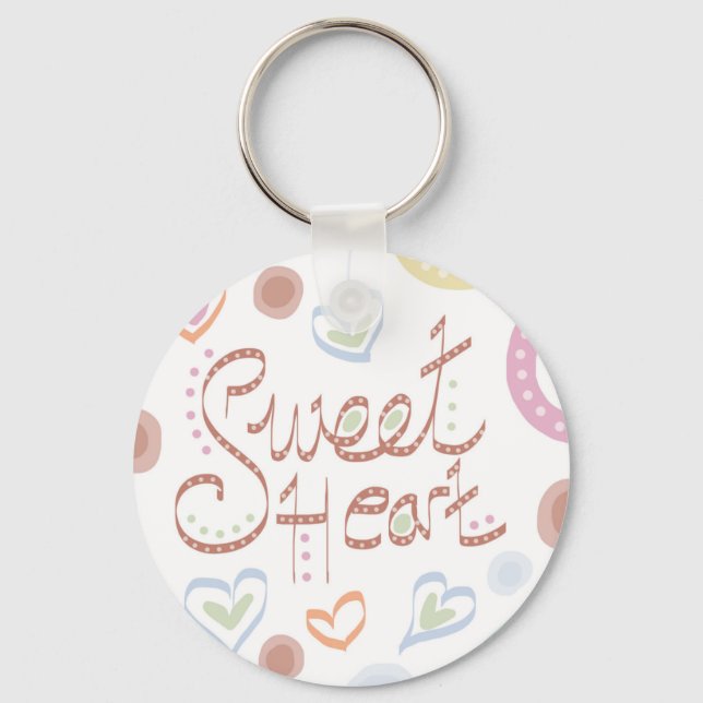 Sweet Heart. Pastel colorful text and print. Keychain (Front)