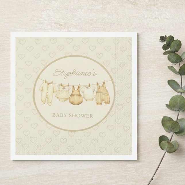 Sweet Heart Pattern Baby Shower Napkins (Gender neutral baby shower napkin)