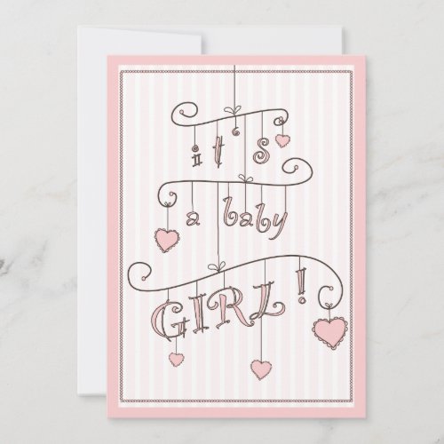Sweet Heart Pink Baby Girl Mobile Baby Shower Announcement
