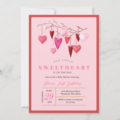 Sweet Heart Pink Balloon Valentine Baby Shower  Invitation