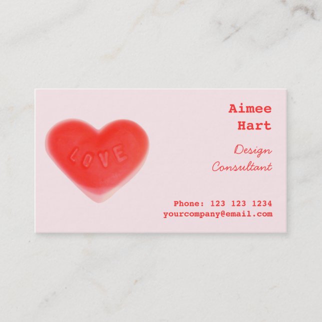 Sweet Heart Pink business card side red back (Front)