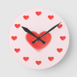 Sweet Heart Pink 'hearts' clock round