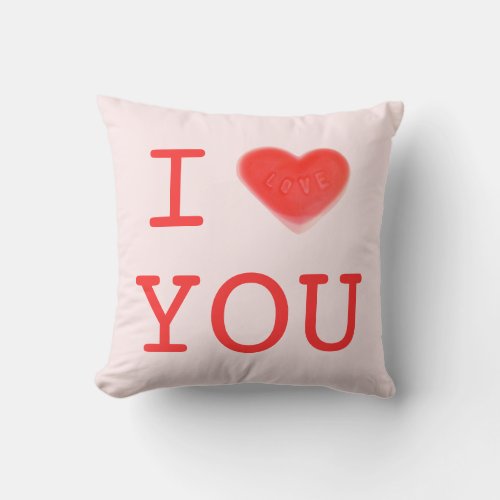 Sweet Heart Pink I heart You two sides square Throw Pillow