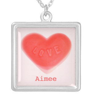 Sweet Heart Pink 'Name' necklace square