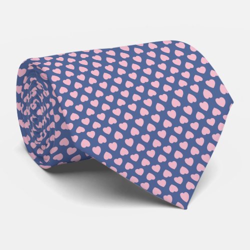 Sweet Heart Pink on Navy Blue Ground Neck Tie