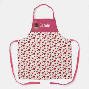 Sweet Heart Red Pink Happy Custom Cupcake Apron
