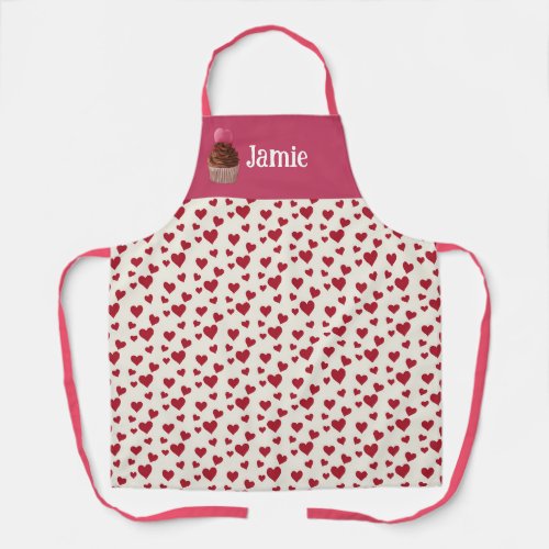 Sweet Heart Red Pink Happy Custom Cupcake Apron