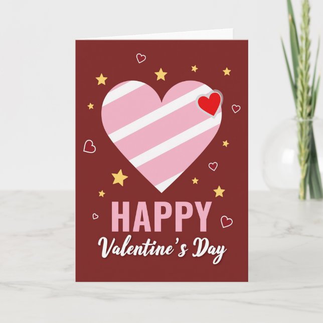 Sweet Heart Stripes Valentines Card (Front)