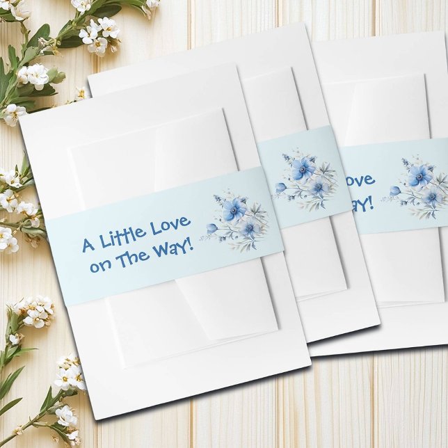Sweet Heart Teddy Bear Blue Baby Shower  Invitation Belly Band (Creator Uploaded)