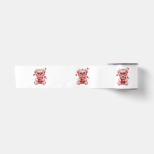Sweet Heart Teddy Bear Pink Baby Shower  Satin Ribbon