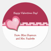 Cute Red Heart Lollipop Candy Valentines Day Favor Classic Round Sticker