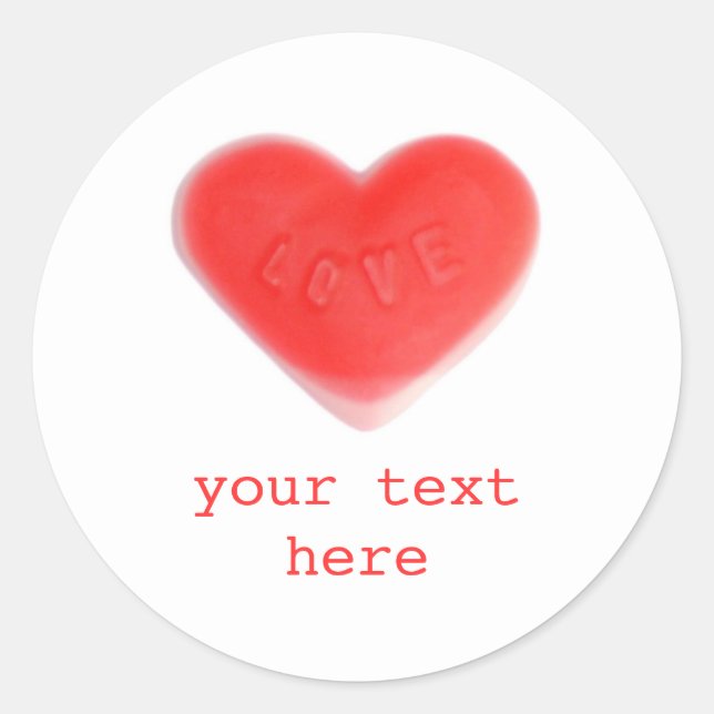 Sweet Heart 'Your Text' sticker round (Front)