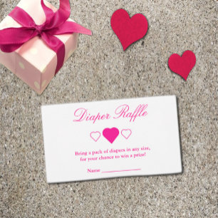Sweet Hearts Baby Shower Diaper Raffle Enclosure Card