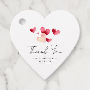 Sweet Hearts Baby Shower Thank You Heart Shaped Favor Tags