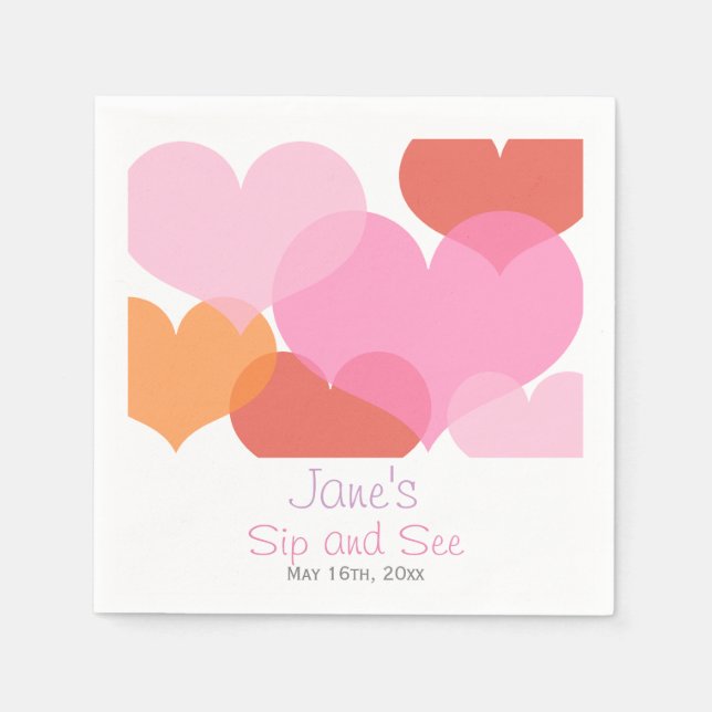 Sweet Hearts Baby Sip and See Napkins (Front)