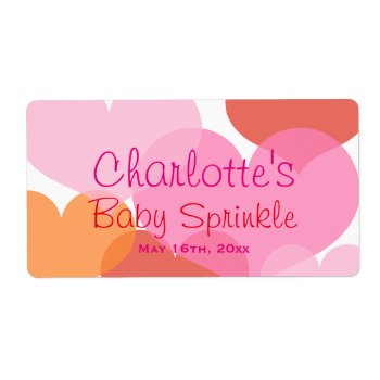 Sweet Hearts Baby Sprinkle Water Bottle Labels by LaBebbaDesigns at Zazzle