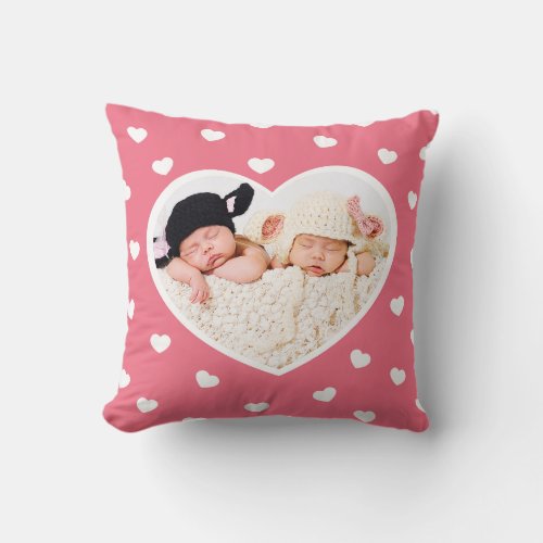 Sweet Hearts Custom Photo Pillow  Pink