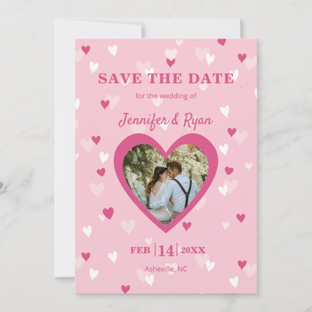 Sweet Hearts Custom Photo Pink Save The Date (Front)