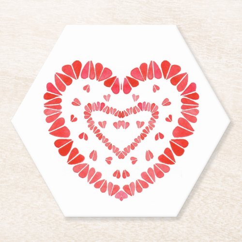 SWEET HEARTS Hexagon Paper Coasters