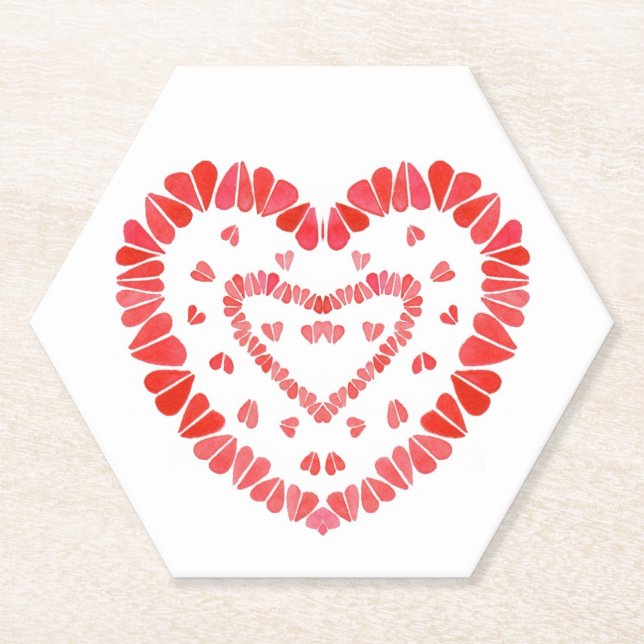 SWEET HEARTS Hexagon Paper Coasters (Front)