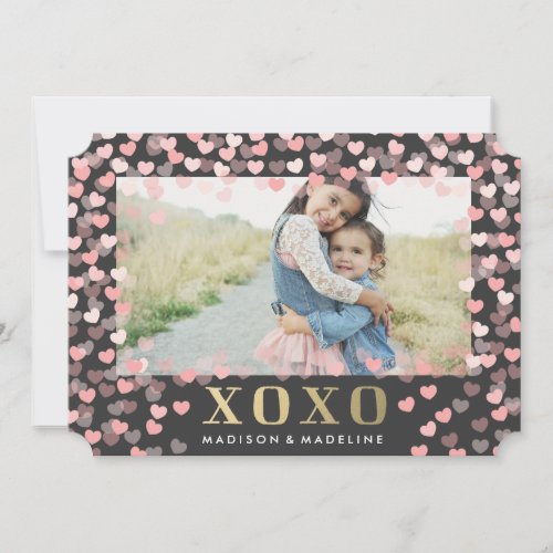 Sweet hearts in Gray  Valentines Day Photo Card
